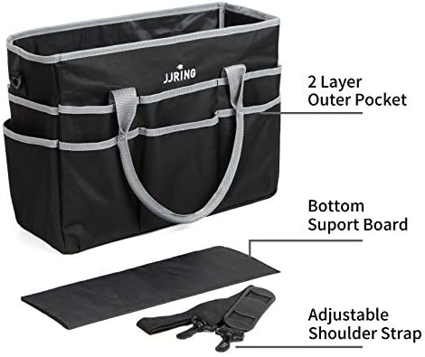 JJRING Large 600D Nylon Artist Organizer Tote Bag With 16 Pockets, Silver