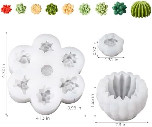 9 Cavity Succulent Silicone Mold for Candle Making, 3D Cactus Wax Molds
