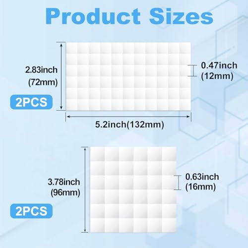 Joez Wonderful 4 Sheets Foam Adhesive Squares, 0.47in & 0.63in, White