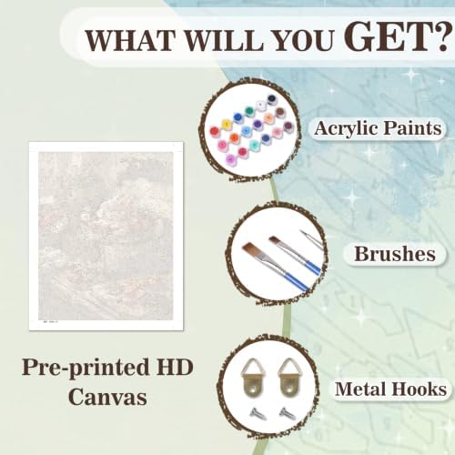 Amaieuin Paint by Numbers Kit for Adults,Canvas Paint by Numbers for Adults,Paint by Numbers Adult DIY Flower Painting Kit for Relax Gifts and Home Wall 20x16in