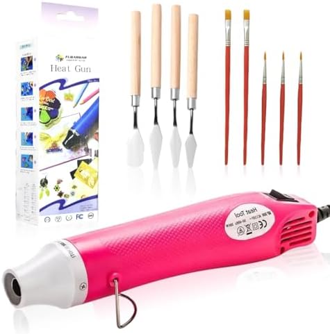 Heat Gun for Crafting - Mini Heat Tool for Epoxy Resin, Silicone Molds, Acrylic Pouring, Embossing, and Bubble Removal, Compact Craft Dryer for Small Art Projects (Pink)