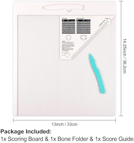 Briartw 12x12" Scoring Board for Making Envelopes,Envelope Boxes&Gift Boxes–Large Multi-Purpose Score Board with Bone Folder&Triangular Guide–Craft Scoring Tool for DIY Cards,Scrapbooking&Paper Crafts