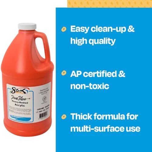 Sax True Flow Heavy Body Acrylic Paint, 1/2 Gallon, Chrome Orange - 439286, 64 Fl Oz (Pack of 1)