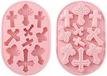 Craftdady Silicone Soap Mold 10 Cavities Cross Shaped Moulds Trays, 2 Pack for Handmade Craft Biscuit Candy Chocolate Fondant Cake UV Resin Epoxy Resin Jewelry Making