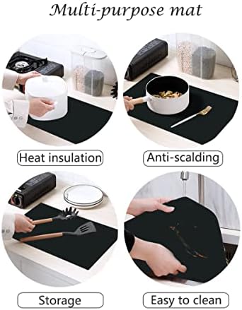 emolife Thick(2MM) Silicone Mats for Kitchen Counter, Black, 23.6"x15.7"