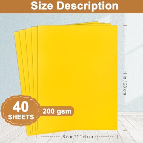 Silunkia 40 Sheets Yellow Cardstock 8.5 x 11 Crafts Paper 75lb