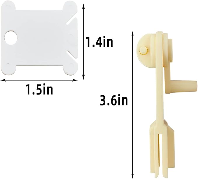 120 Pcs Plastic Floss Bobbins with 1 Pcs Bobbin Winder for Cross Stitch Cotton Thread Craft DIY Sewing Storage Thread Organizer Holder Embroidery DIY Cards (White)