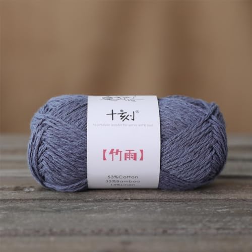 Cotton, Bamboo,Linen Blended Yarn 2 Skeins 50g/1.76oz- 13 Blue Shadow