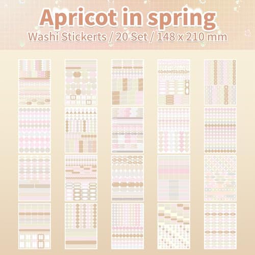 Apricot Spring Label Sticker Scrapbooking Supplies for Junk Journal, 20 Sheets Stickers - Ephemera Stickers Book(TZ-012-004)