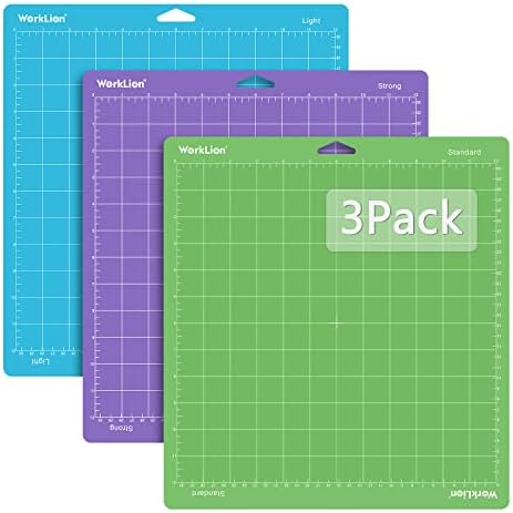 WORKLION Cutting Mat 12x12 Compatible with Maker/Maker 3/Maker 4/Air 2/Explore 3/4, Variety Sticky（Standard,Light,Strong) Vinyl Mat(3Pack) Accessories