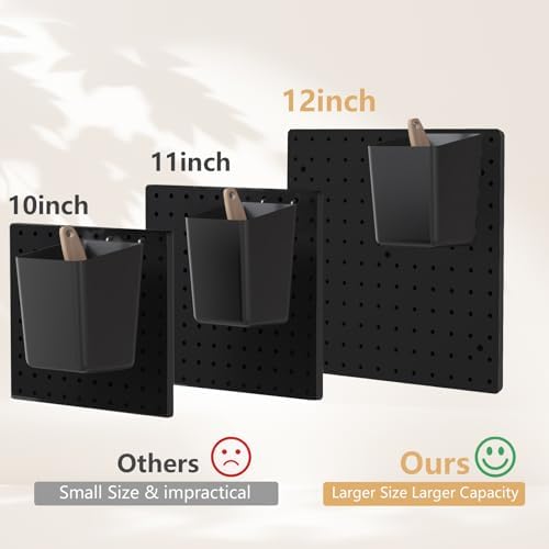 FZK Modular Plastic Peg Board Wall Organizer Kit, 12x12, Black