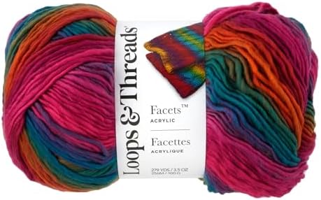 Loops & Threads Facets Yarn - Yarn for Knitting, Crochet, Weaving, and Arts & Crafts - Multi, Acrylic, 3.5 oz
