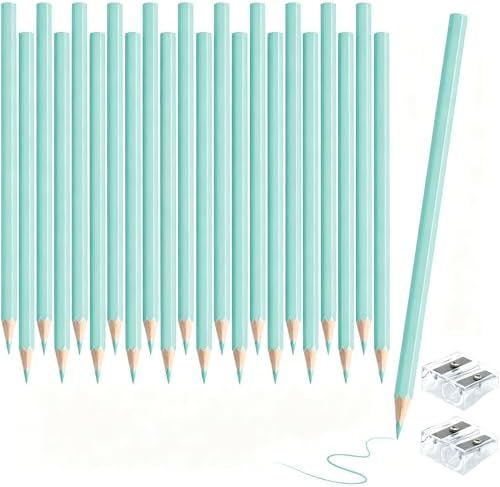 24 PCS Macaron Blue Colored Pencils Pre Sharpened Pencil 2 HB - Ideal for Checking, Grading, Tests & Office/School Supplies
