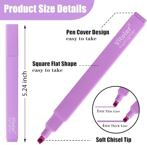 Vitole Cute Highlighters Set,Assorted Color,Quick Dry,Cute School Supplies | 10Pcs Aesthetic, Pastel,No Bleed,Dry Fast, Bible Study for Journaling Planner Notes