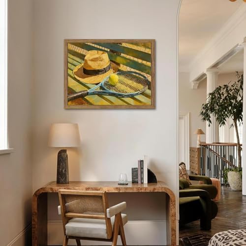 Tennis Diamond Art Kits for Adults, Retro Style Diamond Painting Kit Adults for Beginners, Round 5D DIY Dimond art,Full Drill Painting Kit Art and Crafts for Adults Home Wall Decor【15.7x11.8inch】