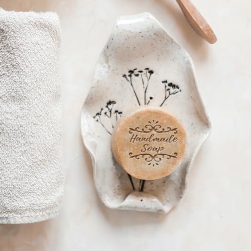 PH PandaHall Vintage Pattern Soap Stamp, Text Soap Embossing Stamp Acrylic Chapter Imprint Stamp for Handmade Soap Cookie Clay Pottery Stamp Biscuits Gummier Making Projects, wh-DIY-WH0438-035-US24
