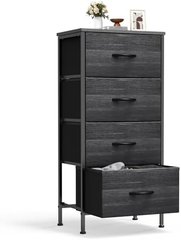 Sweetcrispy Dresser for Bedroom, 4 Drawer Storage Cabinet, Tall Nightstand