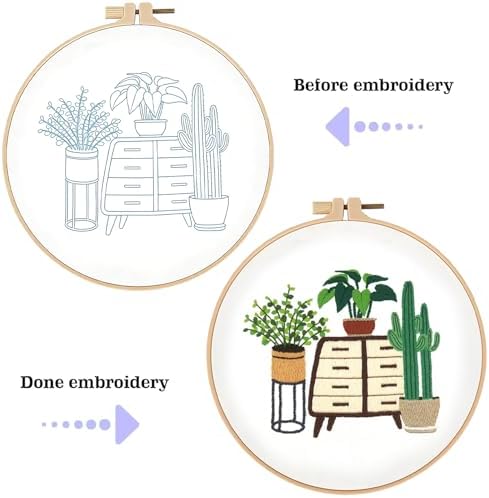 spicssa 2026 New Embroidery Set, Embroidery Kit for Beginners, Hand Needlepoint Kits for Adults with Pre-Stamped Patterns, 7.8-Inch Hoop, Threads & Needles, Step by Step Instructions