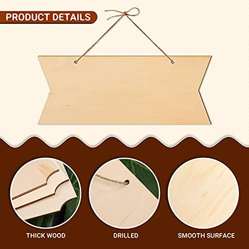 15 Pieces Unfinished Hanging Wood Sign Rectangle Blank Hanging Decorative Wood Plaque Wooden Slices Banners with Ropes for Pyrography Painting Writing DIY Home Crafts Supplies