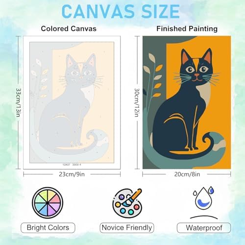 Jethami 6 Pack Cute Cat Paint by Numbers Kit for Adults 8 x12in | Easy to piant for beginners, Diy art craft, Relaxing & Stress relief, High definition canvas, Home wall decor, Vivid colors