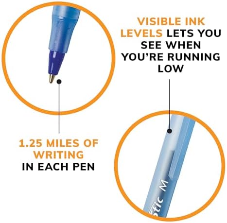 BIC Round Stic Xtra Life Assorted Ink Ballpoint Pens, 60-Count, 1.0mm