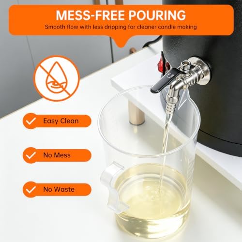 FAST MELT 20L Electric Wax Melter for Candle Making, 1400W Large Wax Melting Pot with Pour Spout, 30–110°C Temp Control, Stainless Steel Wax Heater with Heat Gun, Gloves & Measuring Cup, AC 120V