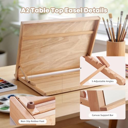 Wooden Table Top Easels for Painting A2 25.6"x18.9" Tabletop Easel