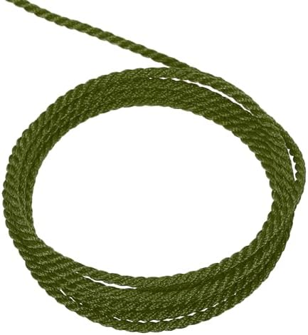MECCANIXITY Twisted Cord Trim, 16 Yard 2mm 3-Ply Twine Braided Rope Shiny Thread String for Craft Gift Bag Curtain Christmas Decor, Army Green - 15m