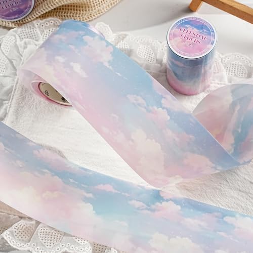 PET Tape Stickers for Journaling Supplies,Dreamy Sky Scrapbook Stickers