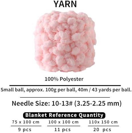 Hand-Woven Ball Yarn, 4 Pack, 380g Total, for Blankets, Cushions, and Pet Nests, Fluffy Chunky Craft Yarn (Light Pink)