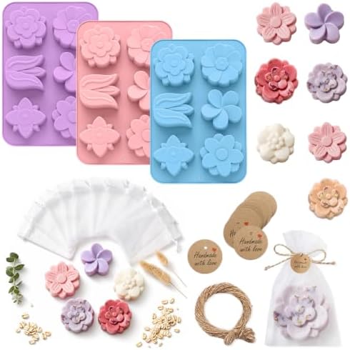 Domensi 64 Pcs Soap Making Mold Kit DIY Craft Set for Handmade Soap