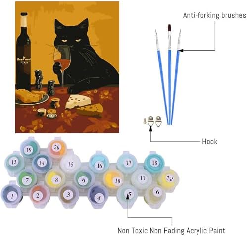 Canrichshop Cat Paint by Numbers Kit for Adults,Painting by Numbers,DIY Acrylic Paint Kit for Adults Beginners Without Frame,Easy Adult Paint by Number Kits on Canvas for Decor 16x20inch