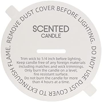 CandMak Candle Dust Covers, 160pcs Printed White Matte Candle Dust Lid with Pull Tab for Candle Making (2.5")
