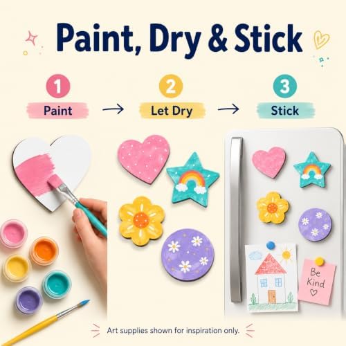 12 Pack Paintable Magnetic Canvas Boards, 3 Inch DIY Fridge Magnets