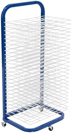 Pearington 25-Shelf Mobile/Wall Mountable Art Drying Rack for Art Studios & Classrooms, 13" D x 17.5" W x 39.4" H, Blue/White