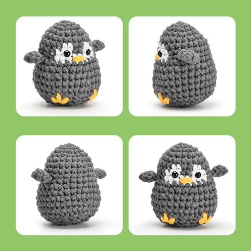 Zepiany Crochet Kit for Beginners, Crochet Kit for Adults Easy Arts Crochet Animals Crafts, Knitting Kit Crochet Kits Women Men with Step-by-Step Video Guides Crochet Gifts, Penguin Bee Bunny