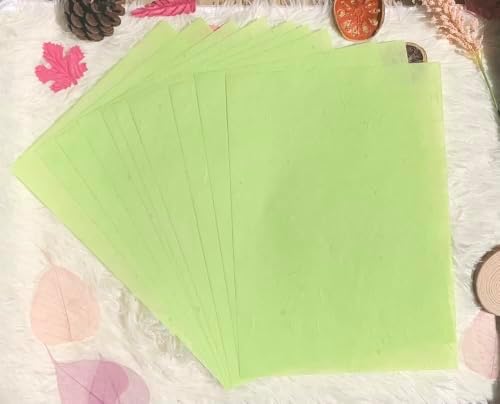 A5 50 Sheets Natural Fiber Mulberry Tree, Mulberry paper Sheets Square Origami, Arts Folding Craft, Decoration, Paper for DIY Crafts. 8.3" x 5.8" ( Green Tone A5)