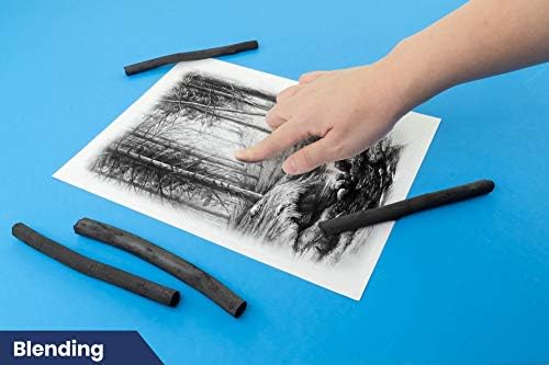 Pacific Arc Large Vine Charcoal Stick 5/Pkg, Soft, Black, Thick Willow Charcoal for Sketching and Drawing