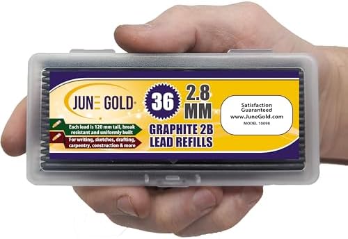 June Gold 2.8 mm, 36 Lead Refills, 2B, 120 mm Length, 1 Carrying Case