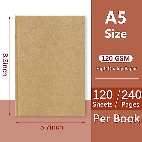 Dynta Hardcover Sketchbook Blank Notebook Bulk 6 Packs A5 Size Unlined