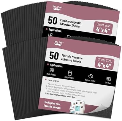 Mr. Pen- Adhesive Magnetic Sheets, 4" x 4", 50 Pack, Cuttable Magnets