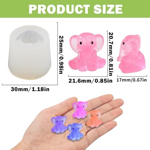 Cute Tiny Elephant Shape Resin Silicone Mold Micro Dollhouse Animal Epoxy Casting Mold for DIY Resin Art Fairy Garden Miniatures Landscape Crafts Decor