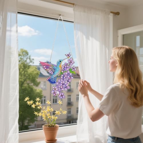 AIBOERL Diamond Art Kits for Adults,Hummingbird Acrylic Hanging Suncatcher