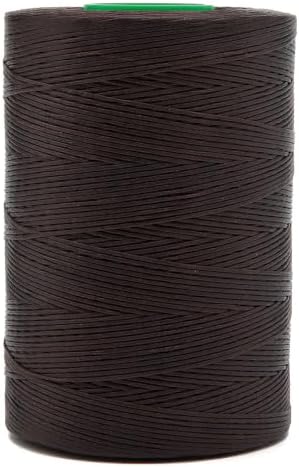 Flat Waxed Thread 0.8mm 710Yds for Leather Craft DIY Hand Sewing Projects Shoes Repair（Coffee）