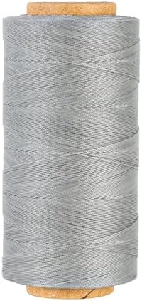 Thin Wax Polyester Thread, 0.45mm, 547 Yards, 3 Ply Round Waxed Cord Strings for Sewing, Beading, Binding, Micro Braiding, Fine Leather Craft and Micro Macrame Jewelry - Gray