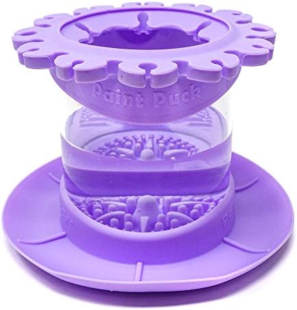 Paint Puck Ultimate Rinse Cup Paint Brush Cleaner, Mug (4 in), Purple | Non-Spill Paint Water Cup & Brush Cleaner, Brush Holder, Squeegee Lips & Drip Tray, Acrylic, Watercolor, Art Supplies