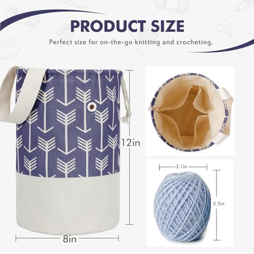 TOGETRUE Yarn Bag, Knitting Crochet Bag, Portable Yarn Storage Bags Organizer for Crocheting Project, Store Skein Ball, Short Knitting Needle (Medium,Purple)