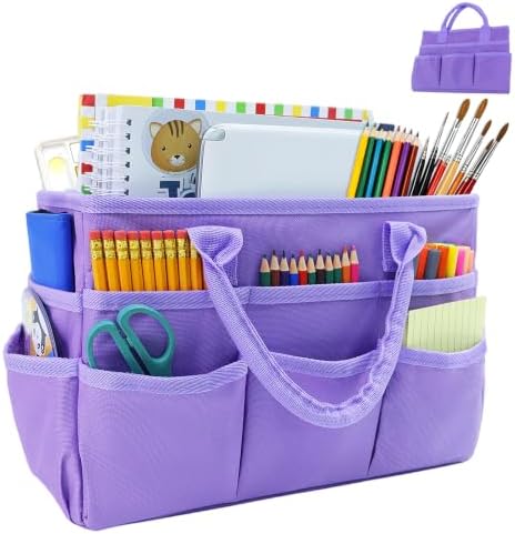 AKAYOK Craft Storage Tote Bag with 10 Pockets,Sturdy Art Supply Organizer