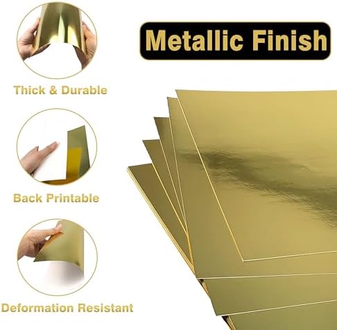 Gold Cardstock 8.5x11 in, 92lb/250GSM Metallic Shimmer, 20 Sheets ﻿