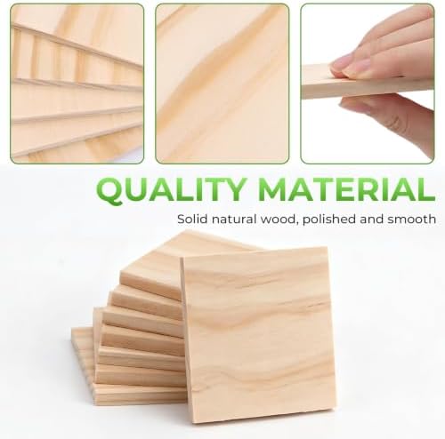 FSWCCK 36 Pcs 2x2 Wood Squares, Smooth Wooden Blanks for Laser Engraving